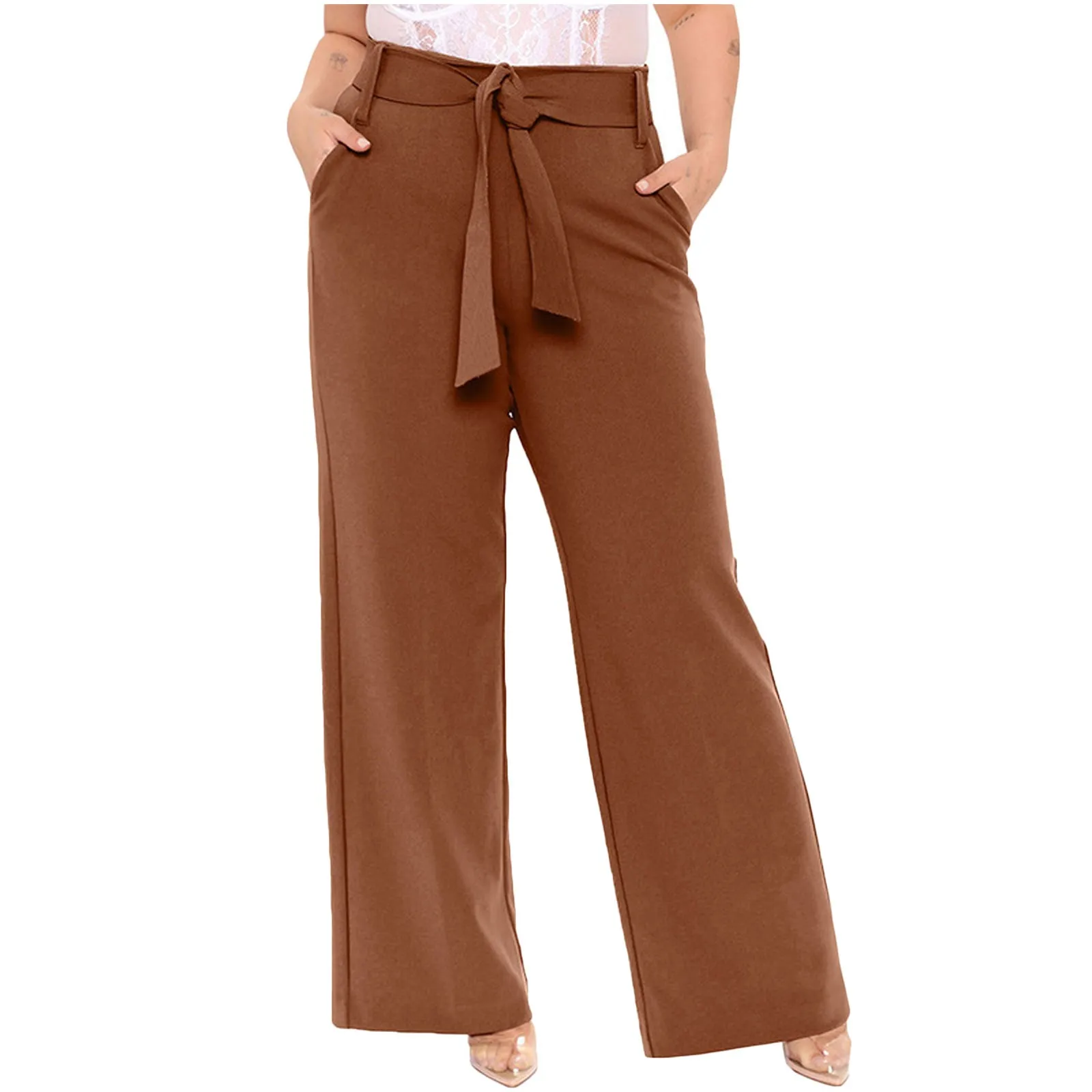 

Women Pants Wide Leg Baggy Pants Autumn Winter 2024 New High Waist Pants Plus Size Culottes With Belt Pantalones De Mujer