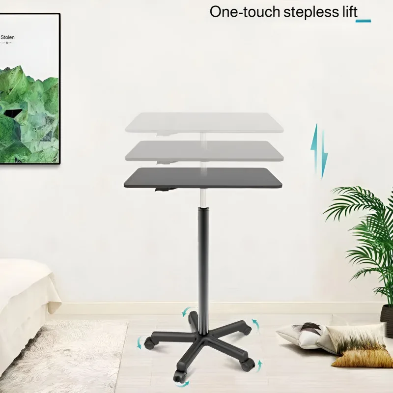 Laptop Desk Stand Movable Lifting Small Desk with Pulleys Livingroom Sofa Side Table Mobile Lift Standing for Podium