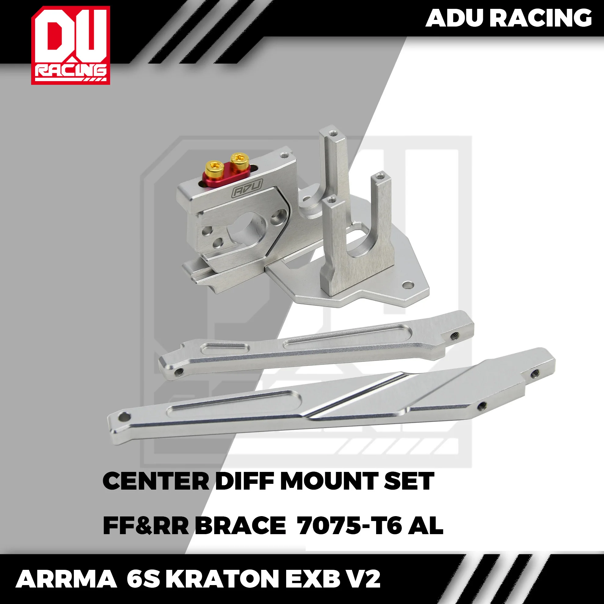 

ADU RACING 7075-T6 AL 4mm band CENTER DIFF MOUNT MOTOR MOUNT AND CHASSIS BRACE FOR ARRMA 1/8 6S KRATON RTR EXB V2