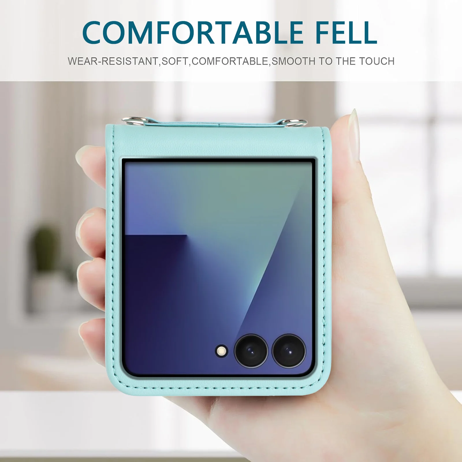 Slim Leather Phone Case with Kickstand and Shockproof Design - Solid Color Skin Feel