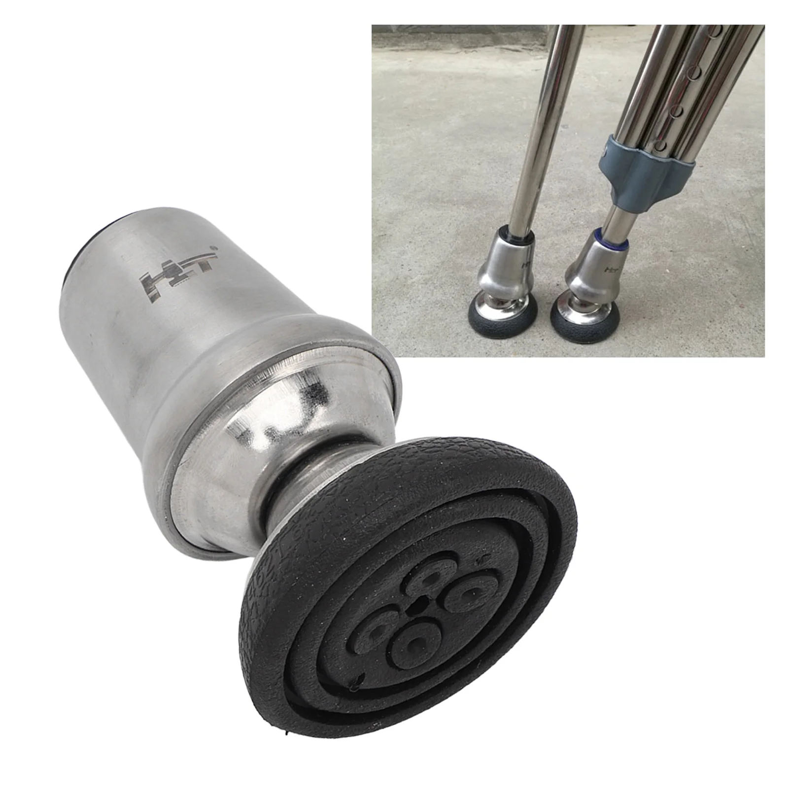 Crutch Tips walking cane walking stick attachment crutch accessory kit Walking Cane Stick Tips 19mm Inner Diameter Heavy Duty Rubber Slip Resistance Universal Swivel for Outdoor Cane Pad
