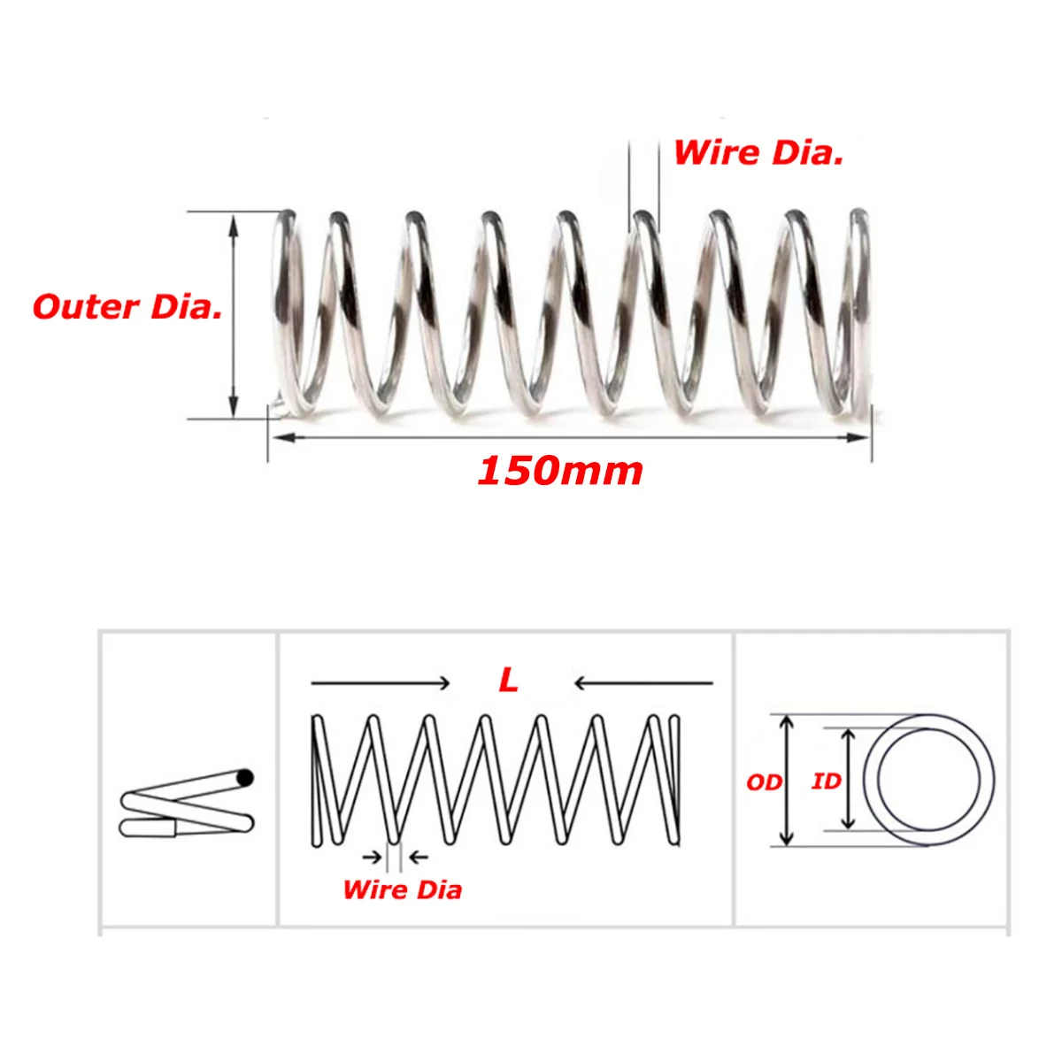 Molle Di Espansione Acciaio Molle Di Espansione In Acciaio 65Mn - Diametro 1,6mm, Lunghezze Da 30 A 300mm! Prolunga Tendalino