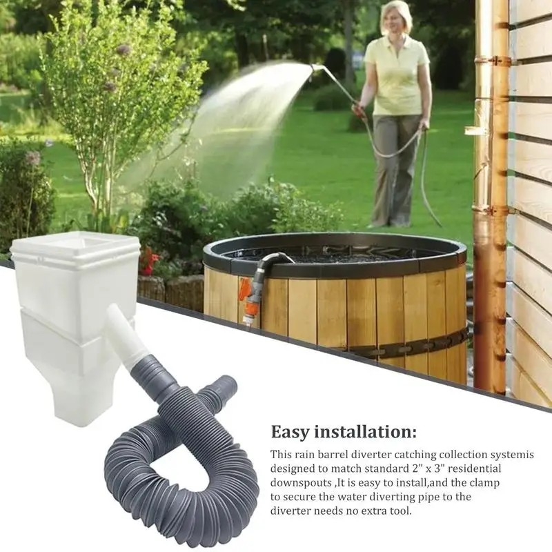 

2X3 Standard Rain Barrel Diverter Kit Water Collection Kit Downpipe Diverter With Flexible Hose Roof Avoid Clogging WaterCollect