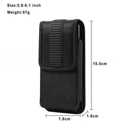 Men's Leather Belt Clip Phone Pouch with Universal Oxford Cloth Case (5.8 - 6.1 Inch)