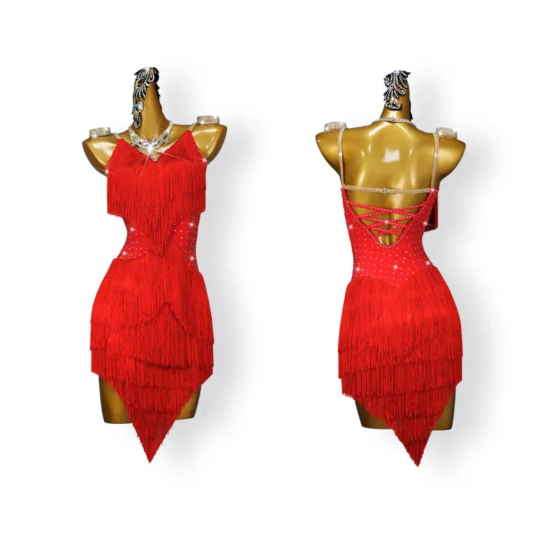 

latin dance dress for women customized adult children rumba chacha dance performance clothing latin dancing fringe skirt