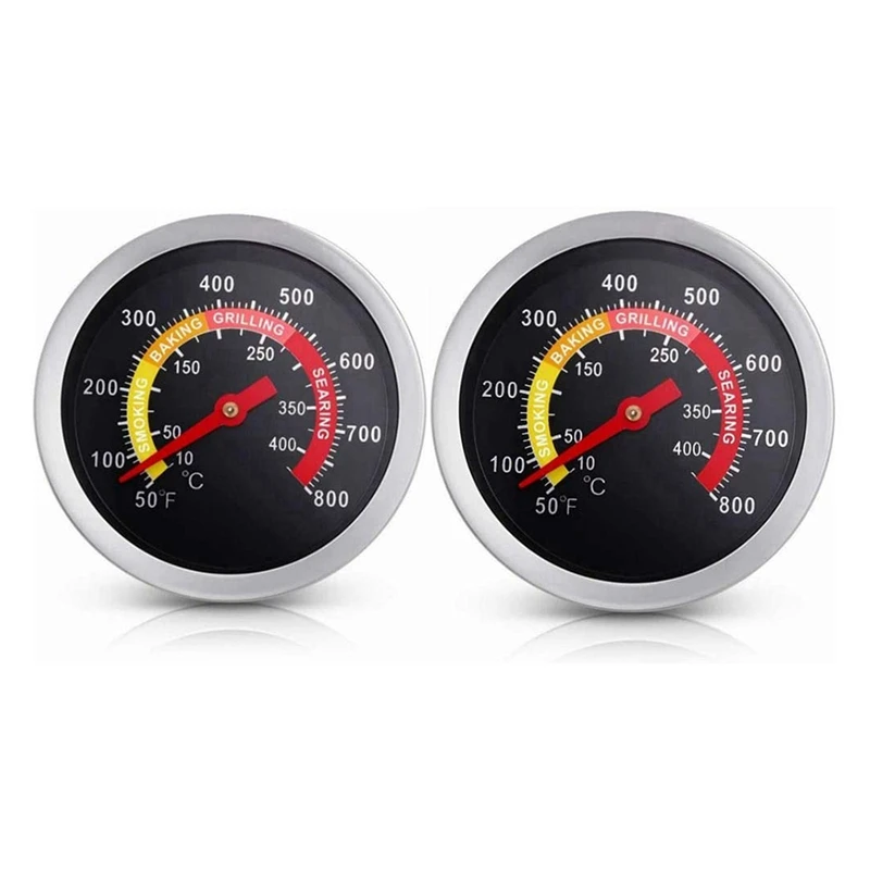 

TOP 2X BBQ Grill Temperature Gauge, Barbecue Charcoal Grill Smoker Temperature Gauge Pit BBQ Pizza Oven Thermometer