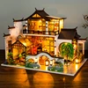 NEW DIY Wooden Doll Houses Japanese Ancient Casa Miniature Building Kits with Furniture Led Dollhouse for Adults Christmas Gifts 1