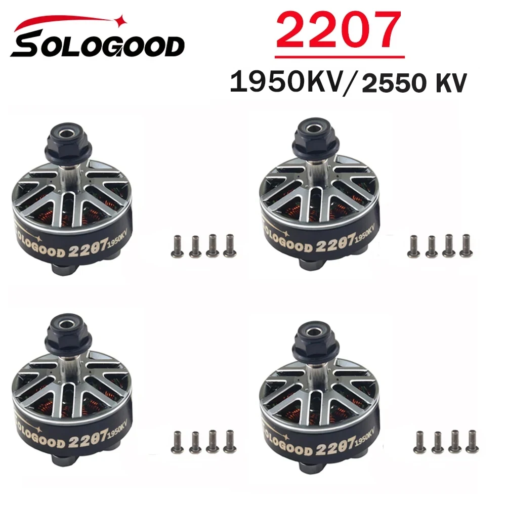 

SoloGood 2207 1950KV 2550KV 2-6S Lipo Unibell бесщеточный двигатель 12N14P 5 мм вал совместимый 5-дюймовый Пропеллер для FPV гоночного дрона