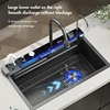 304 Stainless Steel Waterfall Kitchen Sink Large Single Slot Integrated Digital Display Faucet Set Soap Dispenser Cup Washer 2