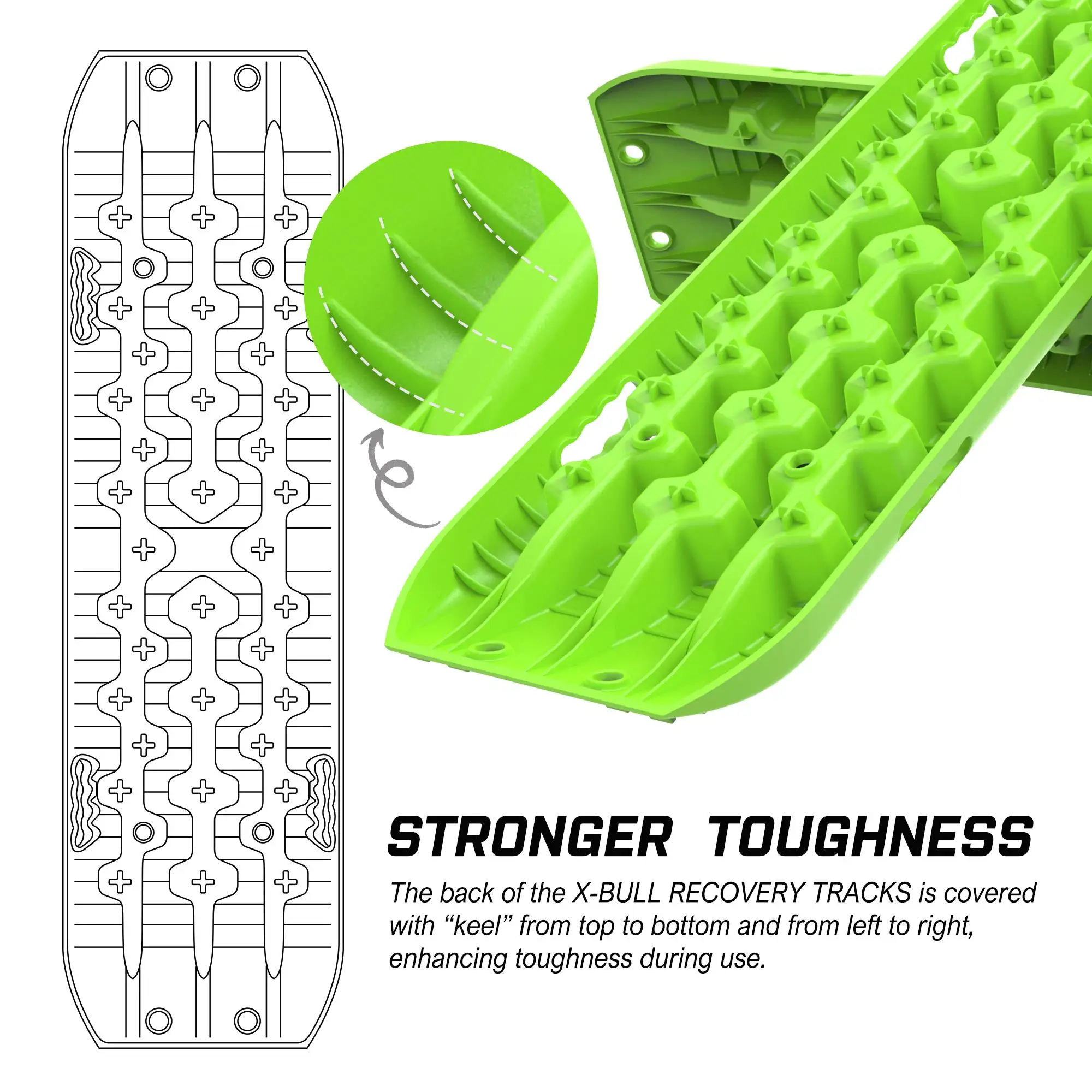 X-BULL Recovery tracks kit Boards Sand Mud Trucks 6pcs strap mounting for X4 Sand Snow Car green GEN3.0