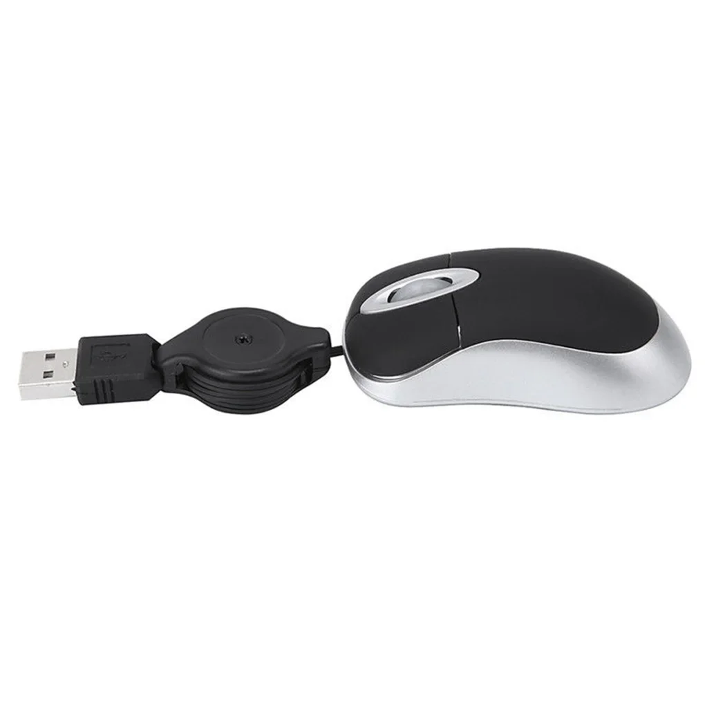 Optical Mini Retractable Mouse Portable Mini USB Wired Mouse Ergonomics Home Office Mice for Computer PC Laptop - 4