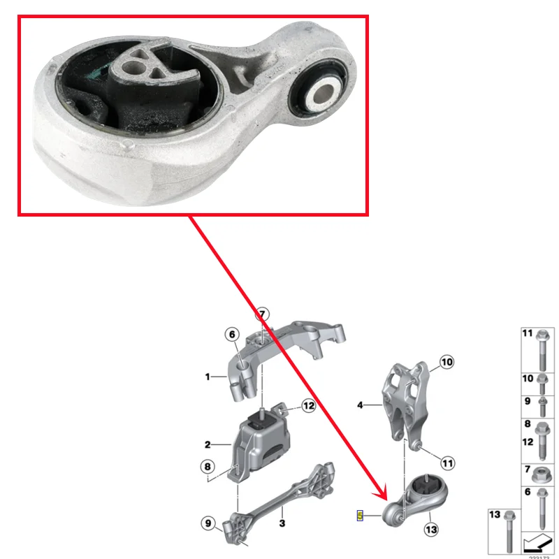 22119806994 Lower Engine Rubber Mount For MINI R60 R61 ONE COOPER S COUNTRYMAN PACEMAN N16
