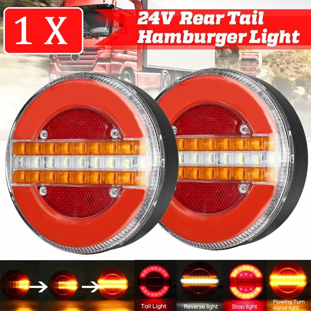 1Pcs 24V Dynamic LED Trailer Truck Tail Light Brake Light DRL Flow Turn Signal Lamp Strobe Light for Car Boat Bus Van Caravan