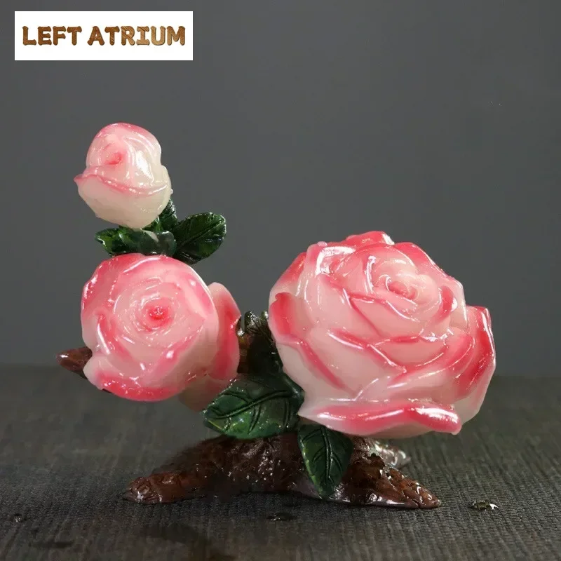 창의적인 꽃 모델 색상 변화 차 장식품 행운의 레진 장식품 차 피규어 데스크탑 장식품 차 세트 장식 액세서리