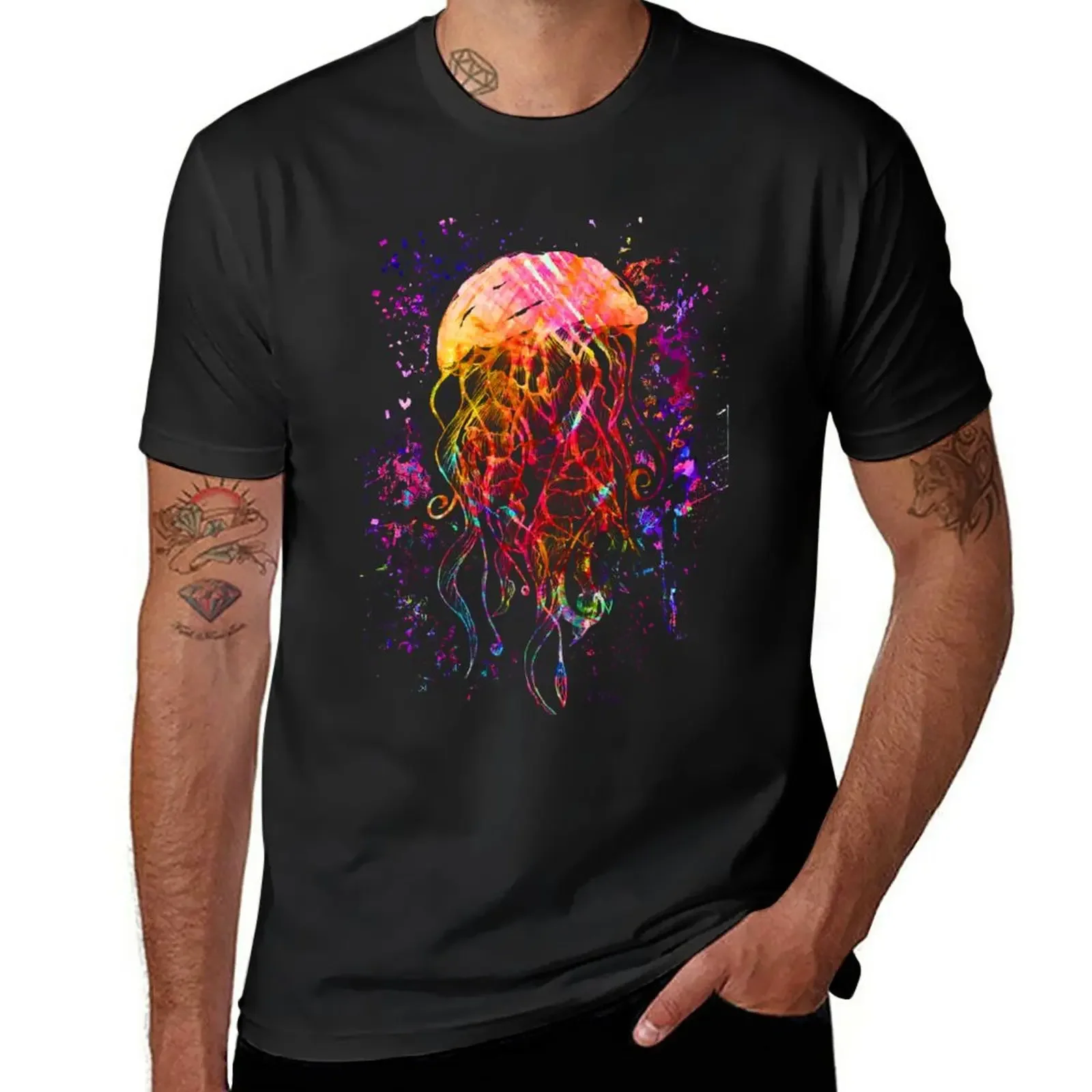 

Jellyfish - Jelly fish - Abstract Art - Colorful T-Shirt plus size tops quick drying sports fans t shirt men