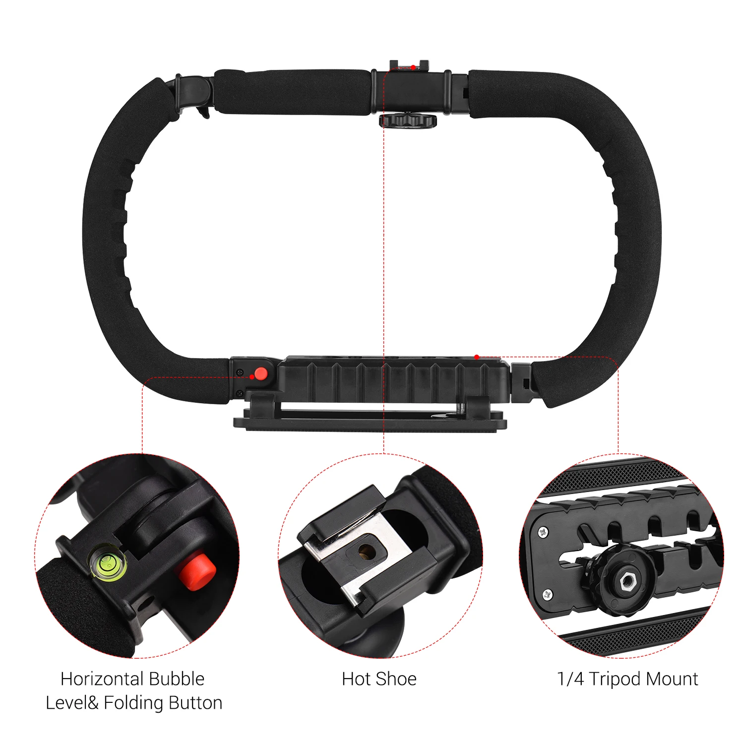 Description Picture 6 of itemAction Stabilizer Grip Flash Bracket Holder Handle Professional Video Accessories for DSLR DV Camera Camcorder Smartphones