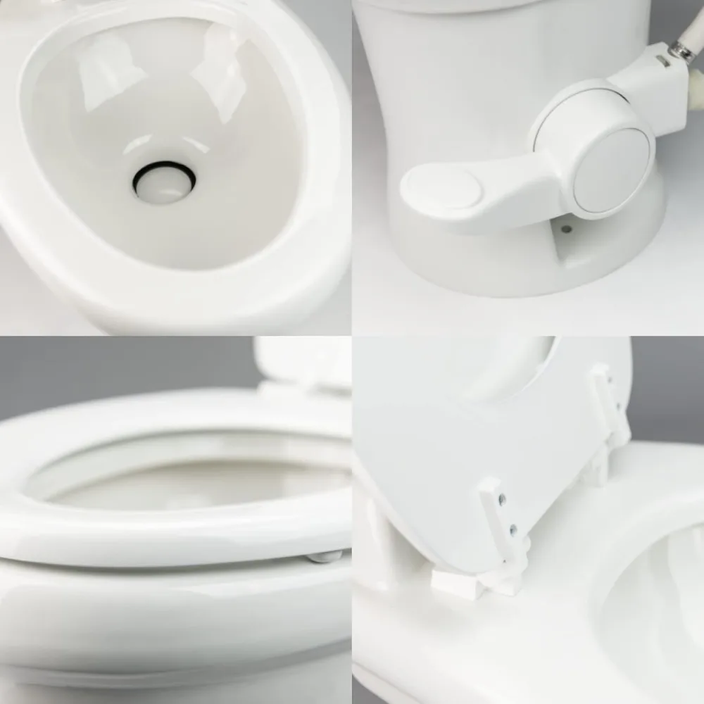 320 RV Toilet  White ,Standard Height ,Gravity Toilet,Elongated Ceramic Bowl,Flush with Foot Pedal,For RVs,and Outdoor Campers 4