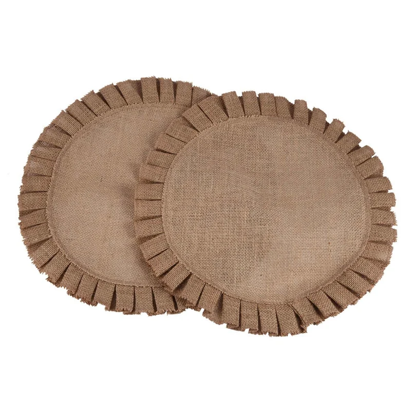 

Rustic Farmhouse Burlap Round Placemats Set Of 16, Size In 15 Inches Diameter