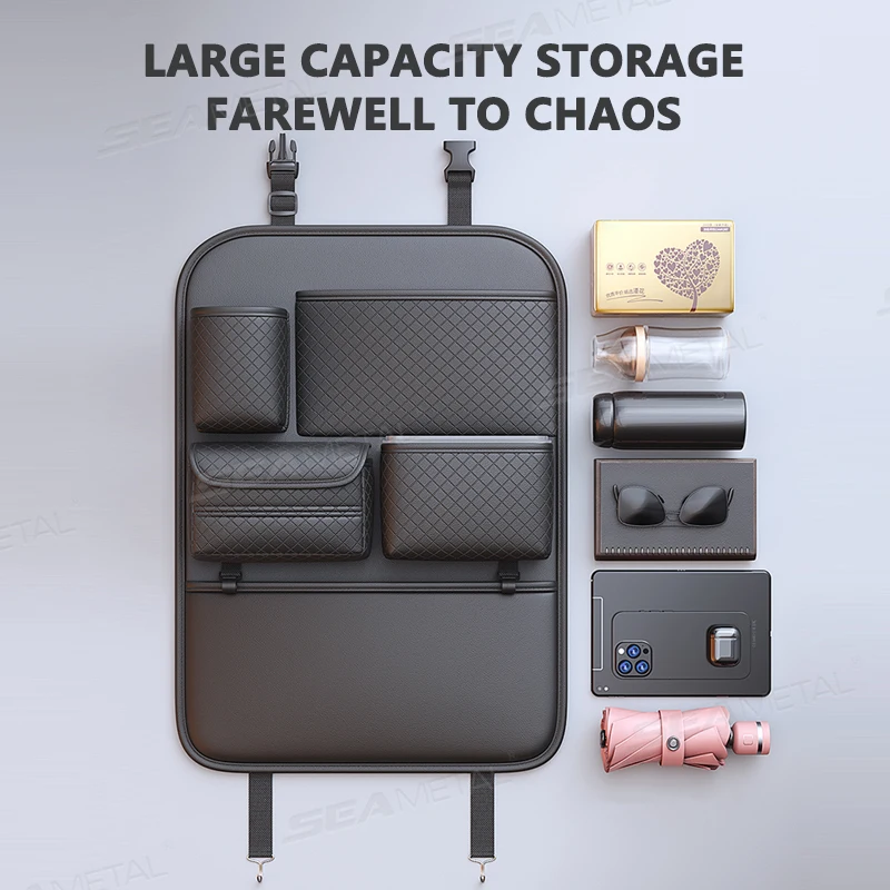 Premium PU Car Seat Back Organizer Storage Bag