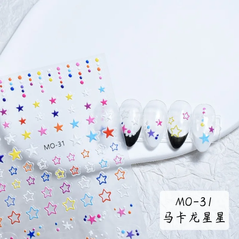 5D Embossed Crystal Moon and stars Nail Stickers Simple DIY Art Manicure Decals For Nail Tips Beauty