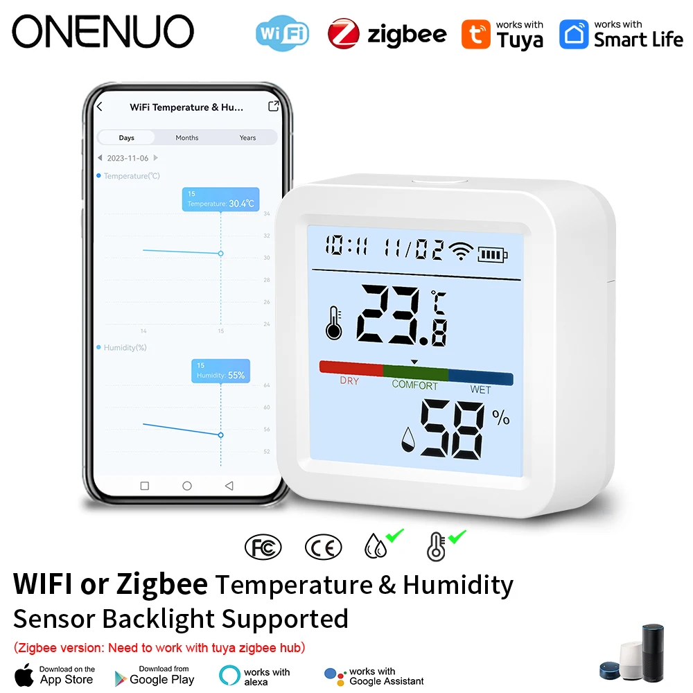 Smart Temperature Humidity Sensor Support Alexa Google