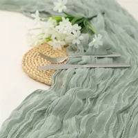 Semi-Sheer Gauze Table Runner Sage Cheesecloth Table Setting Dining Vintage Wedding Party Christmas Banquets Arches Cake Decor 2