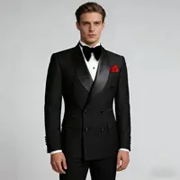 Costume de smoking croisé pour homme, coupe ajustée, revers châle, ensemble veste et pantalon pour mariage, soirée ou bal de promo 2