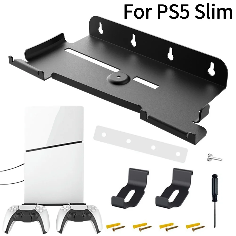 For PS5 Slim Wall Mount Bracket Game Console Base Stand Holder with for-ps5-slim-wall-mount-bracket-game-console-base-stand-holder-with