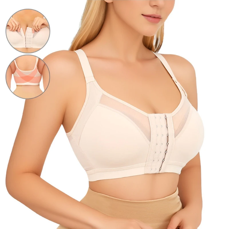 

Sports Underwear Women's Traceless Shaping Top Rimless Push-up Bra Front Design Cross Shoulder Strap Full Coverage Brassiere