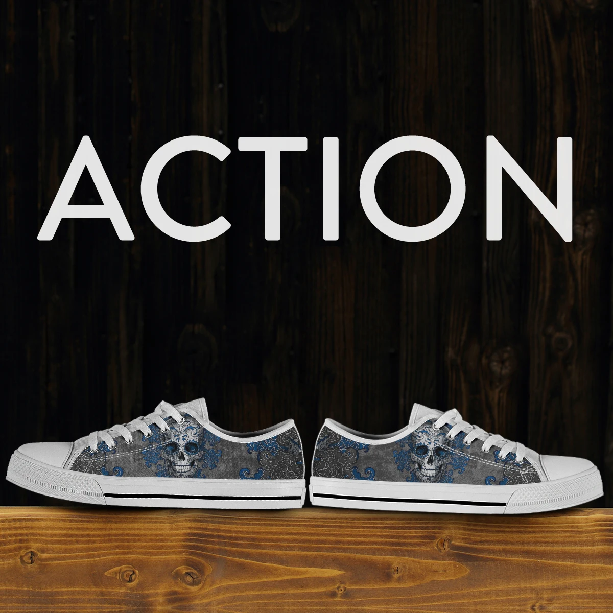 Retro Skull Grey White Women's Walking Shoes Lace Up Flat Shoes Breathable Sneakers Female Spring Summer Outdoor Footwear