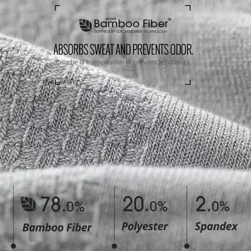 Bamboo Fiber Socks 5pairs Men's Sweat Absorbent Breathable Medium Tube Business Casual Large Size 38-45