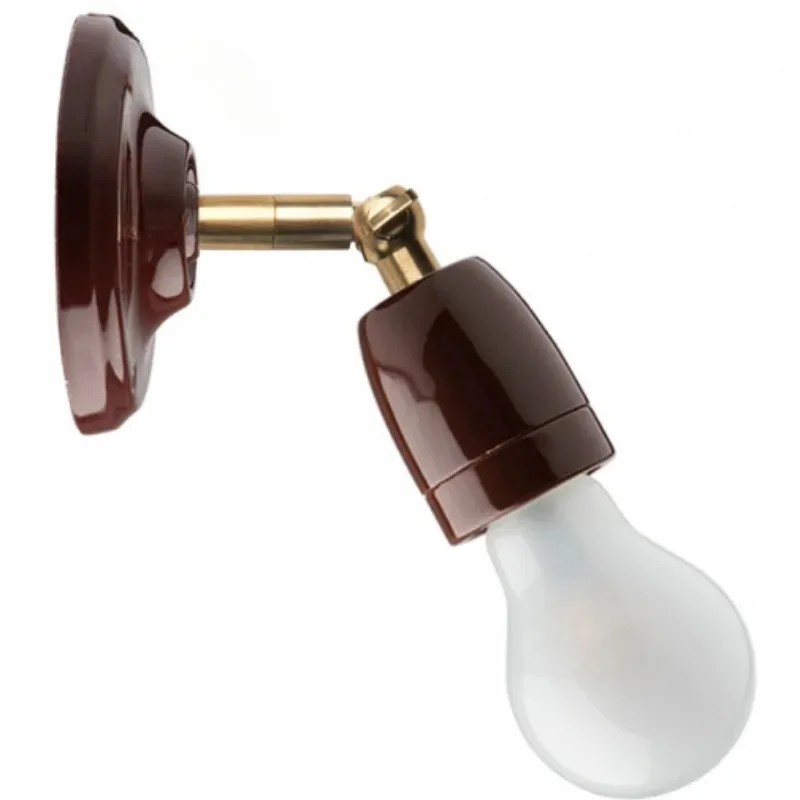 White Black Ceramic LED Adjustable Angle Wall Light Fixtures Copper Arm E27 Socket Lamp for Bedroom Beside Corridor Living Room