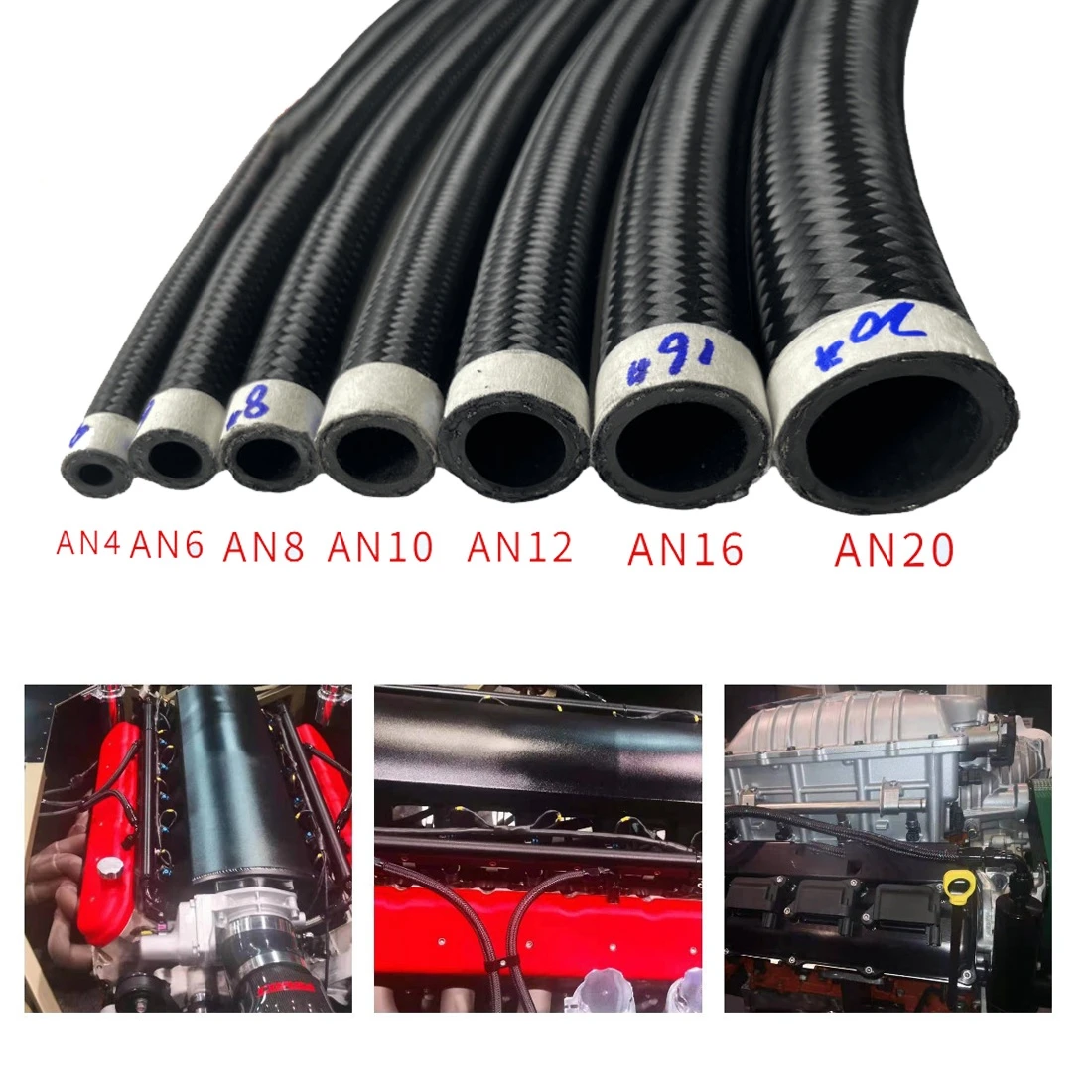 Fuel Hose 1M/3M AN6 AN8 AN10 AN12 Braided Fuel Oil Line Nylon Stainless Steel Gasoline Brake Hose Fuel Oil Line Cooler Hose Pipe