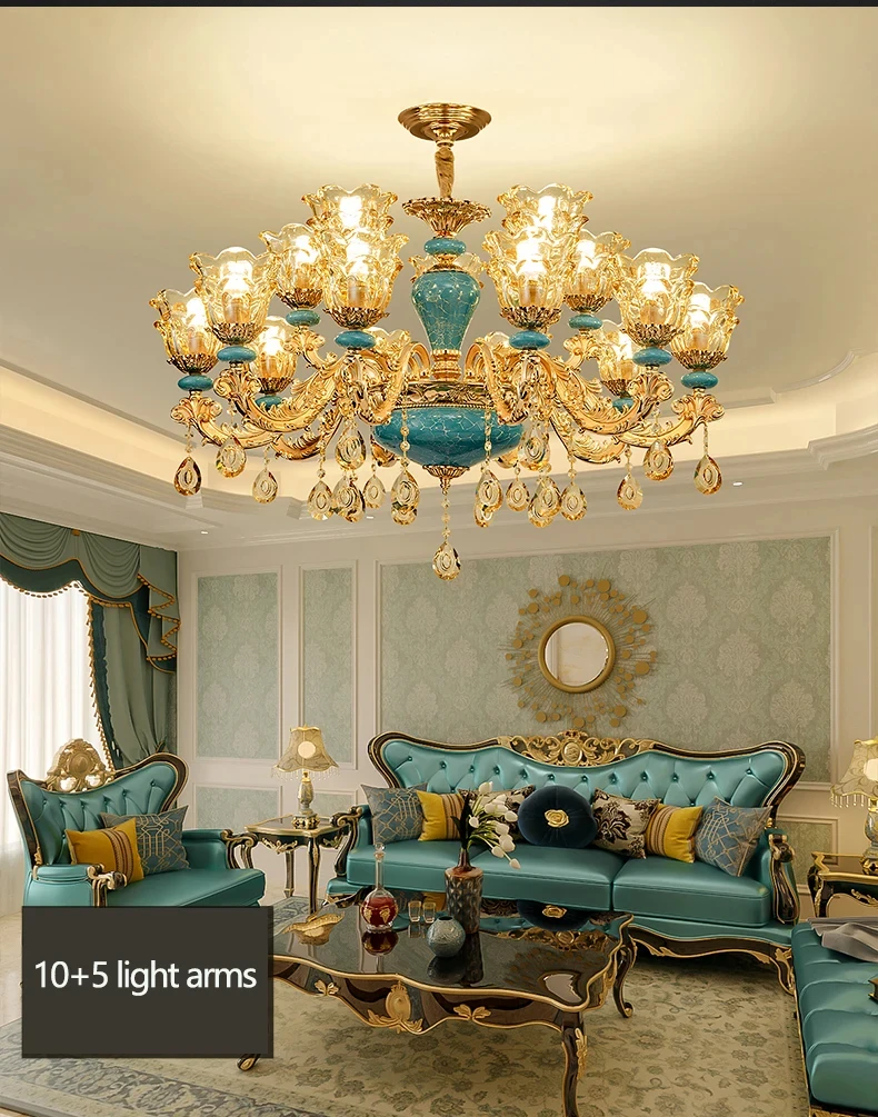 Lustre avec 10+5 bras lumineux