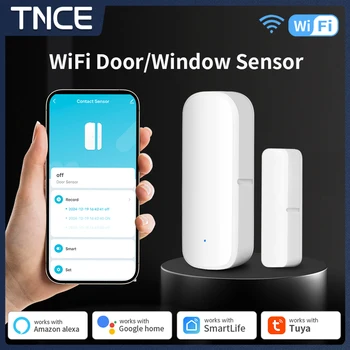 TNCE Tuya Door Window Sensor wifi/zigbee, Open Close Detector Home Security Alarm System, Smart Life Remote Control alexa google 1