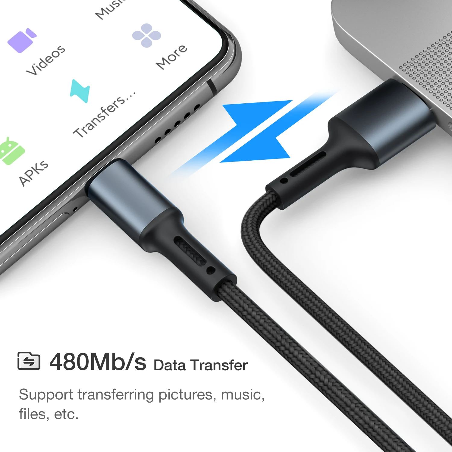 Nylon Braided Fast Charging USB A to Type C Data Sync Cable