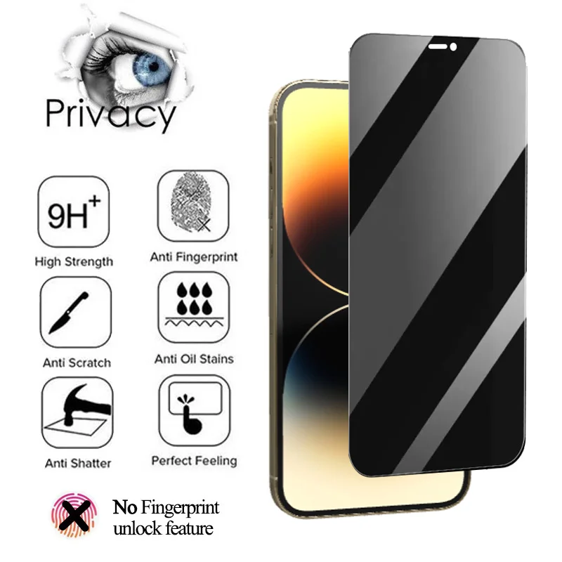 For iPhone 14 Pro Protecteur d'écran confidentialité pour iPhone 14 Pro Max verre  trempé anti-espion iPhone13 Pro HD verre noir antireflet Verre Apple iPhone  13 12 Mini vitre confidentialité iPhone14 Pro plus Film