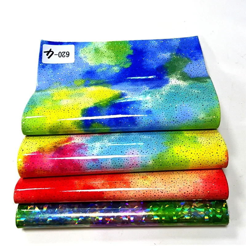 Cloud Dot Faux Leather Fabric with Broken Glass for Handbags Shoes And Luggage Leather like Material with Furry Bottom