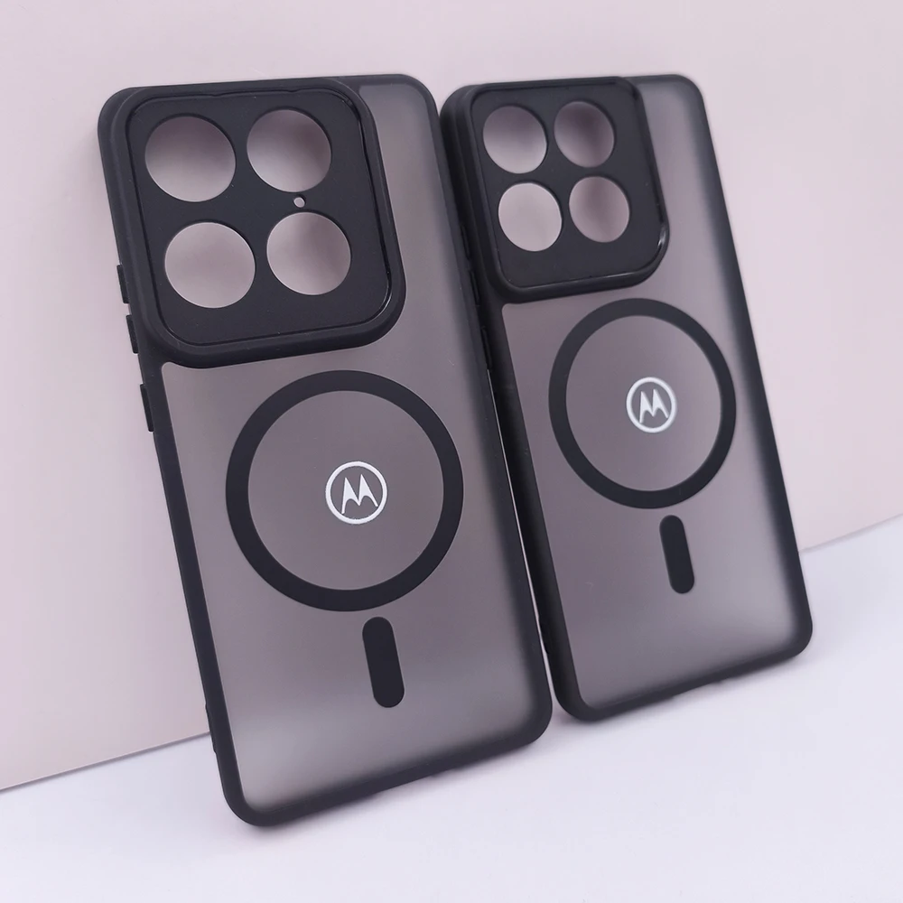 Matte Clear Magnetic Black Phone Case with Wireless Charging Capability