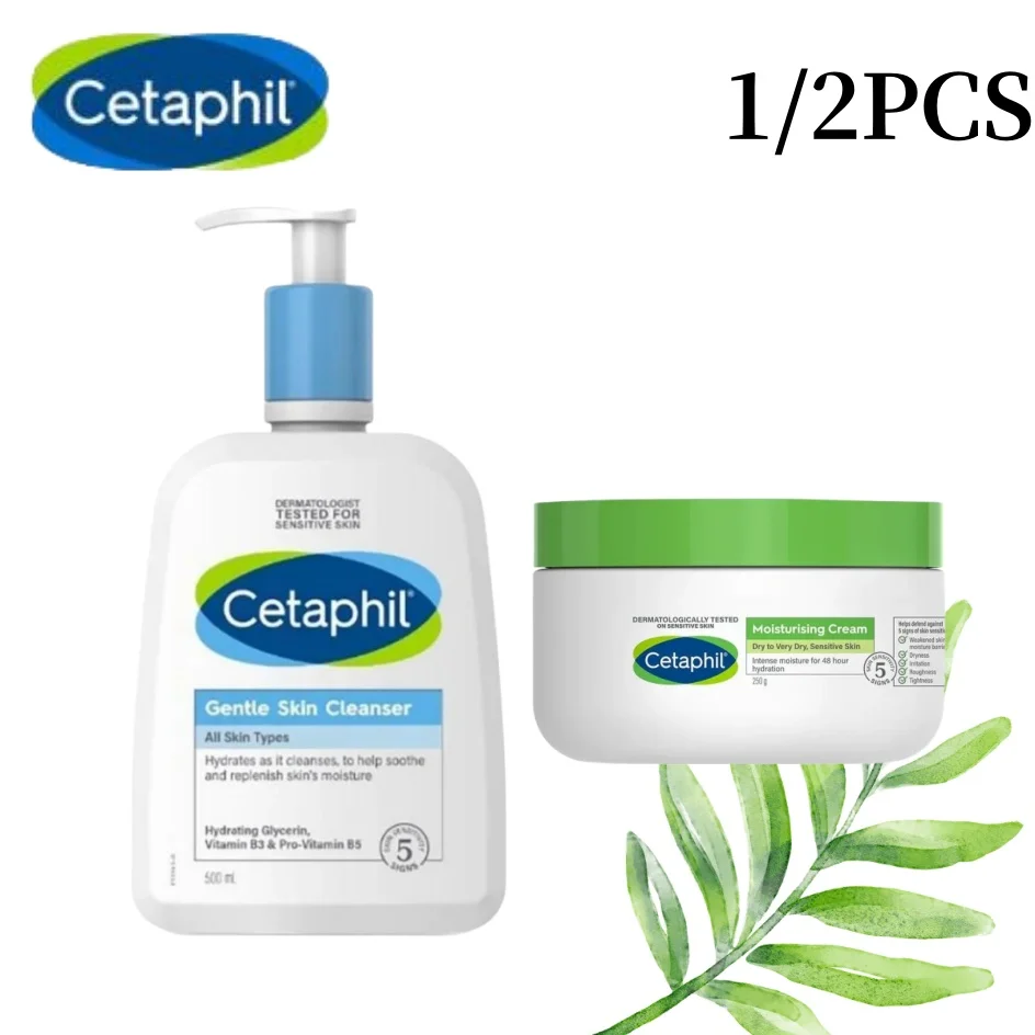 

1/2PCS Cetaphil Gentle Skin Cleanser 500ml & Moisturising Cream 250g Skin Care Anti-aging Hydrating Repair Skin Barrier Skincare