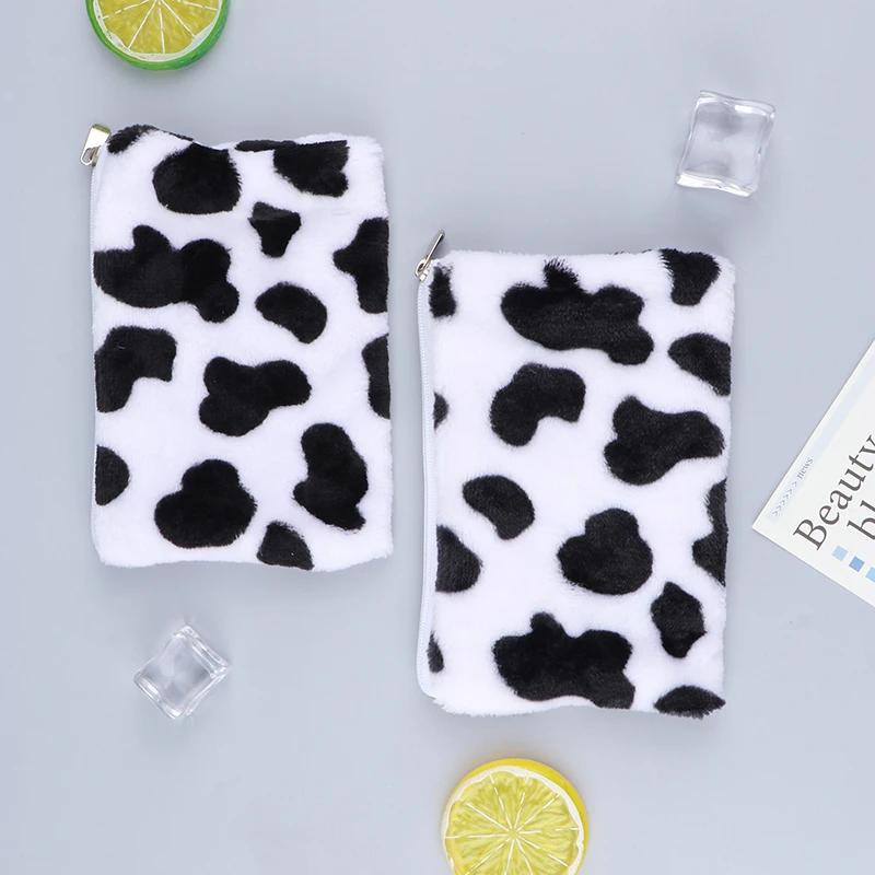 

Cartoon Cow Pattern Coin Purse Plush Money Change Pouch For Girls Zipper Wallet Key Headphone Bag Birthday Gifts