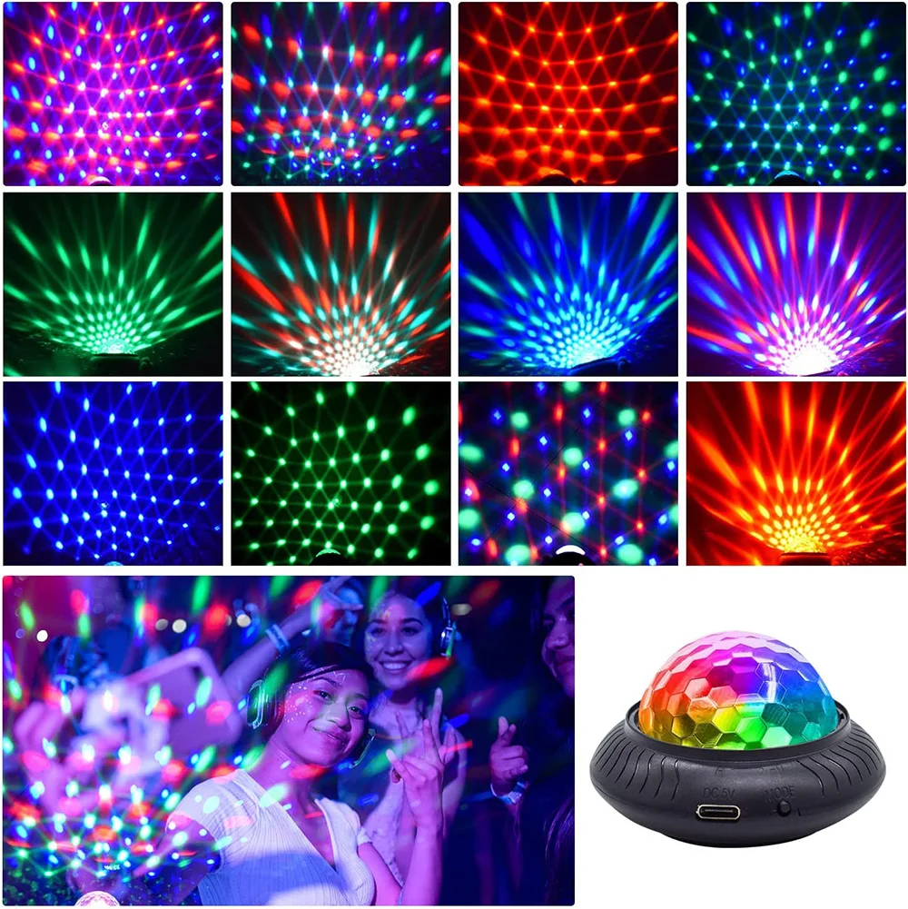 Sound DJ Party Lights Auto USB Mini Disco Multi-Color Rechargeable Atmosphere Decorations Magic Strobe for Room Kids Night Lamp usb mini disco ball light usb car atmosphere light rgb dj lighting sound party ball lights room decorations lamp strobe light