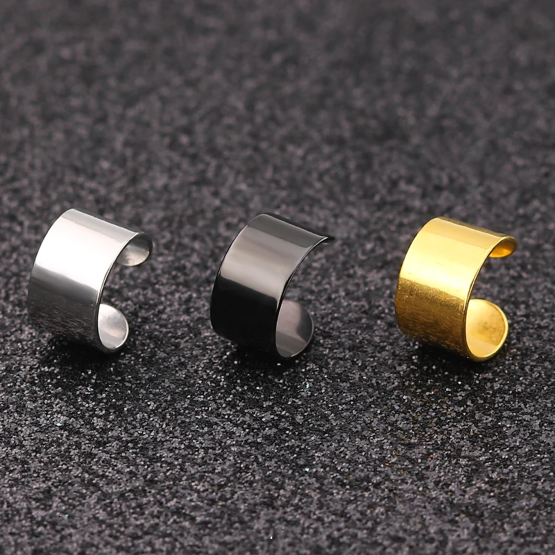 Clip Earrings 1 Pair Fashion Simple Classic Geometry CC Earrings Stainless Steel Ear Cuffs Men Women's