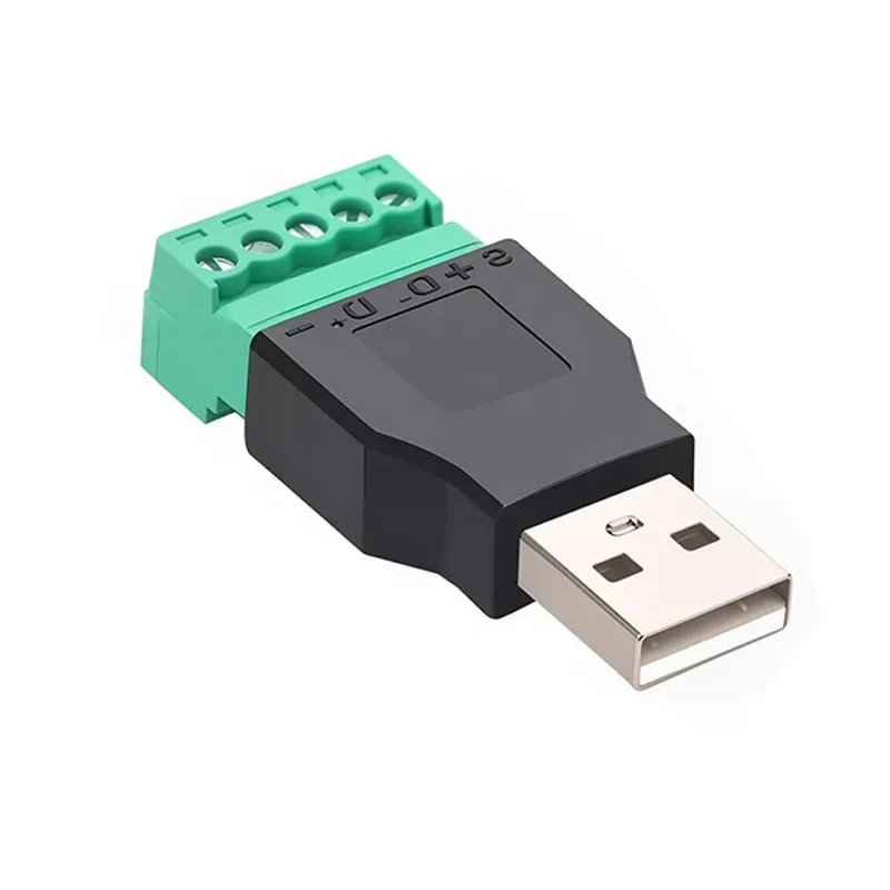 Universal USB 2.0 Type Connector with 5 Pin Screw Terminal - Solderless Male & Female Plug Socket