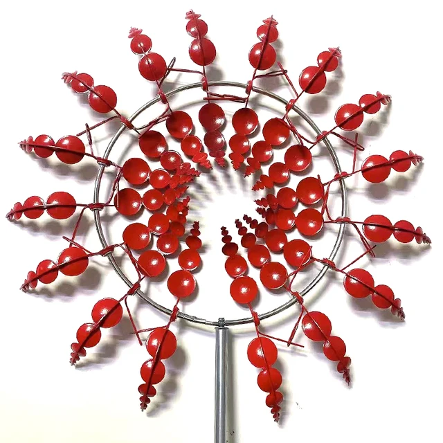 Kert Szélmalom Vörös Kültéri Fém Vas Forgó Kerti Dekoráció Dekorációs Fogók - Image 4