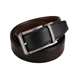 Men's Classic Double - Sided Belt with Rotatable Alloy Buckle - 130cm (Black or Brown)