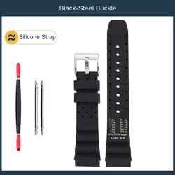 Breathable Silicone Rubber Sport Watchband - 20mm / 22mm - 22mm (Black silve buckle)