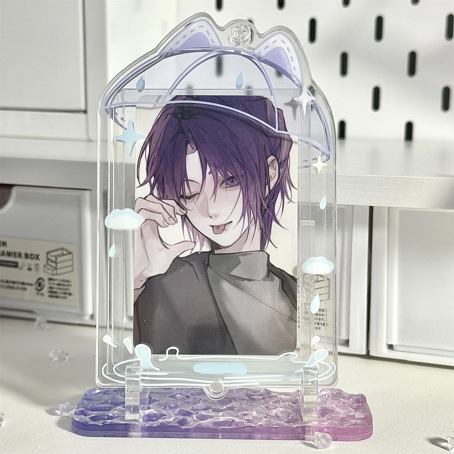 아크릴 카드 홀더 투명 작은 카드 사진 Protectivc 커버 Photocard 키 체인 보호 슬리브 ID 카드 홀더 휴대용