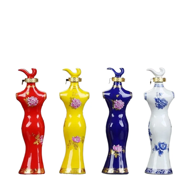 전통 선물, 양주 Su Yantai 병 세트, 공예 과학 와인, Doujiu 와인 기술, 사랑 치파오 수수, 500ml, 4p 