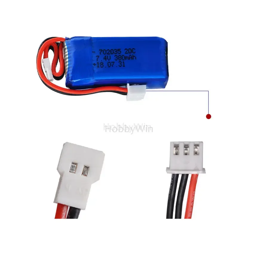 2S 7.4V 380Mah 20C Batteria Lipo Mx2.0-2P Nor Plug Fit Jjrc H3 Dm007 Racing Fpv Drone Micro Elicottero